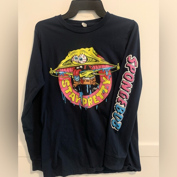 Other - SpongeBob Navy Long-Sleeve Graphic Tee - Stay Pretty Design